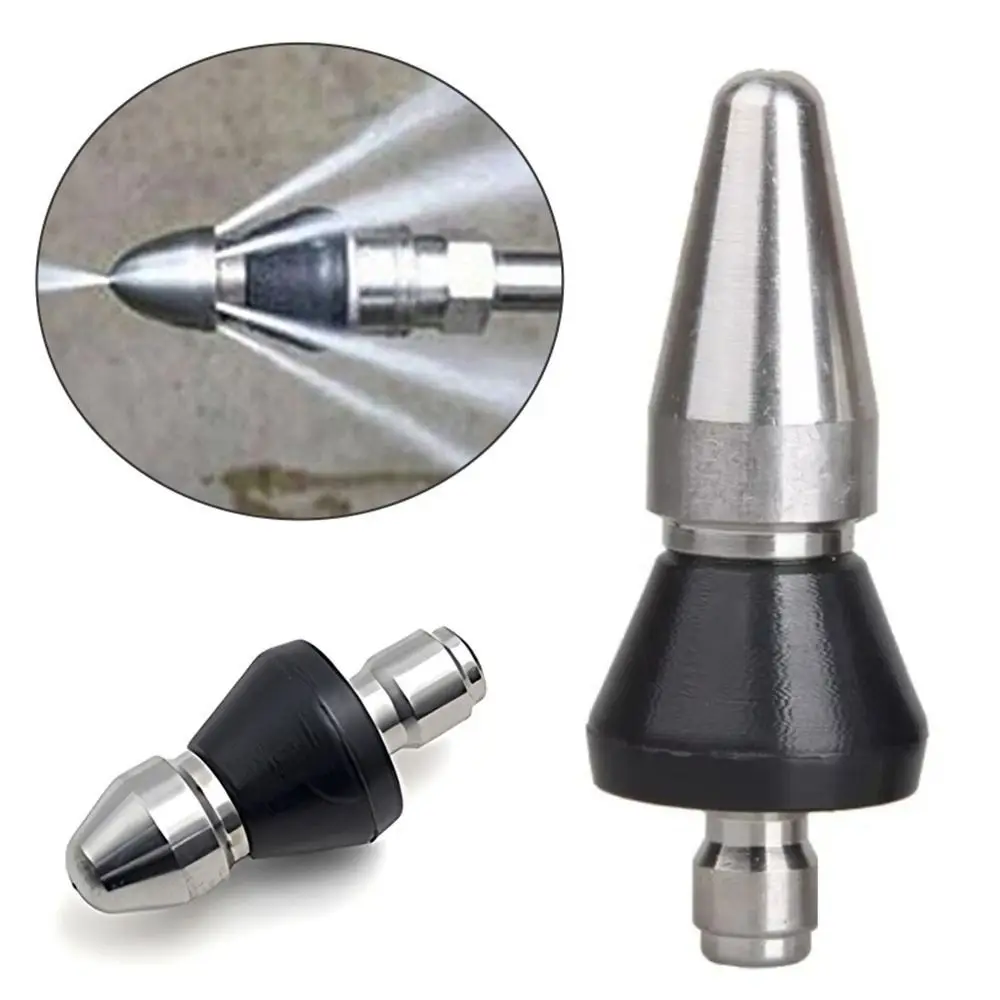 Pipe Dredging 1/4 3/8inch Sewer Jetter 5000PSI Stainless Steel Pressure Drain Jetter Quick Connector High Pressure Hose Nozzle
