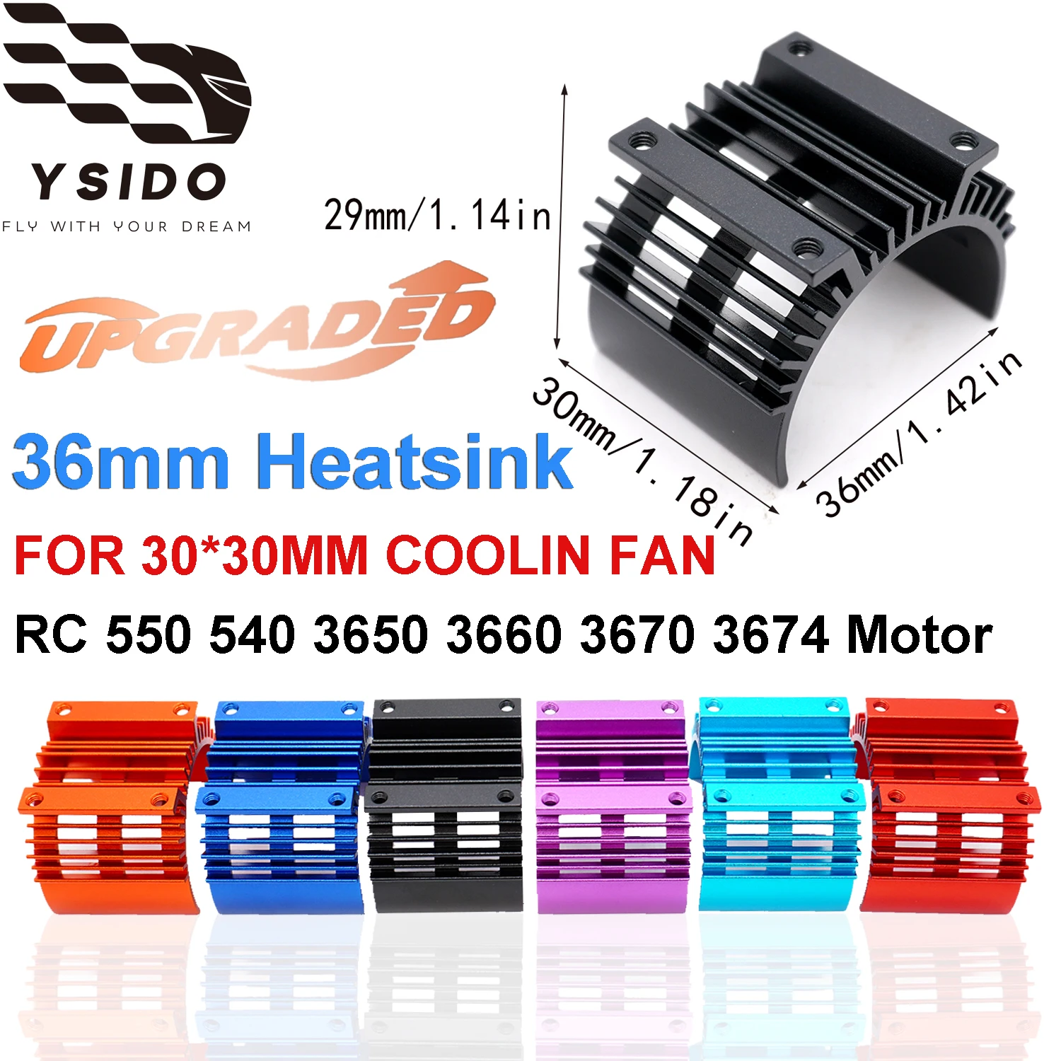 

YSIDO RC 550 540 3650 3660 3670 3674 Металлический вентилятор охлаждения двигателя Деталь радиатора для 30*30 мм Coolin Fan Axial Traxxas RC Модель автомобиля DIY