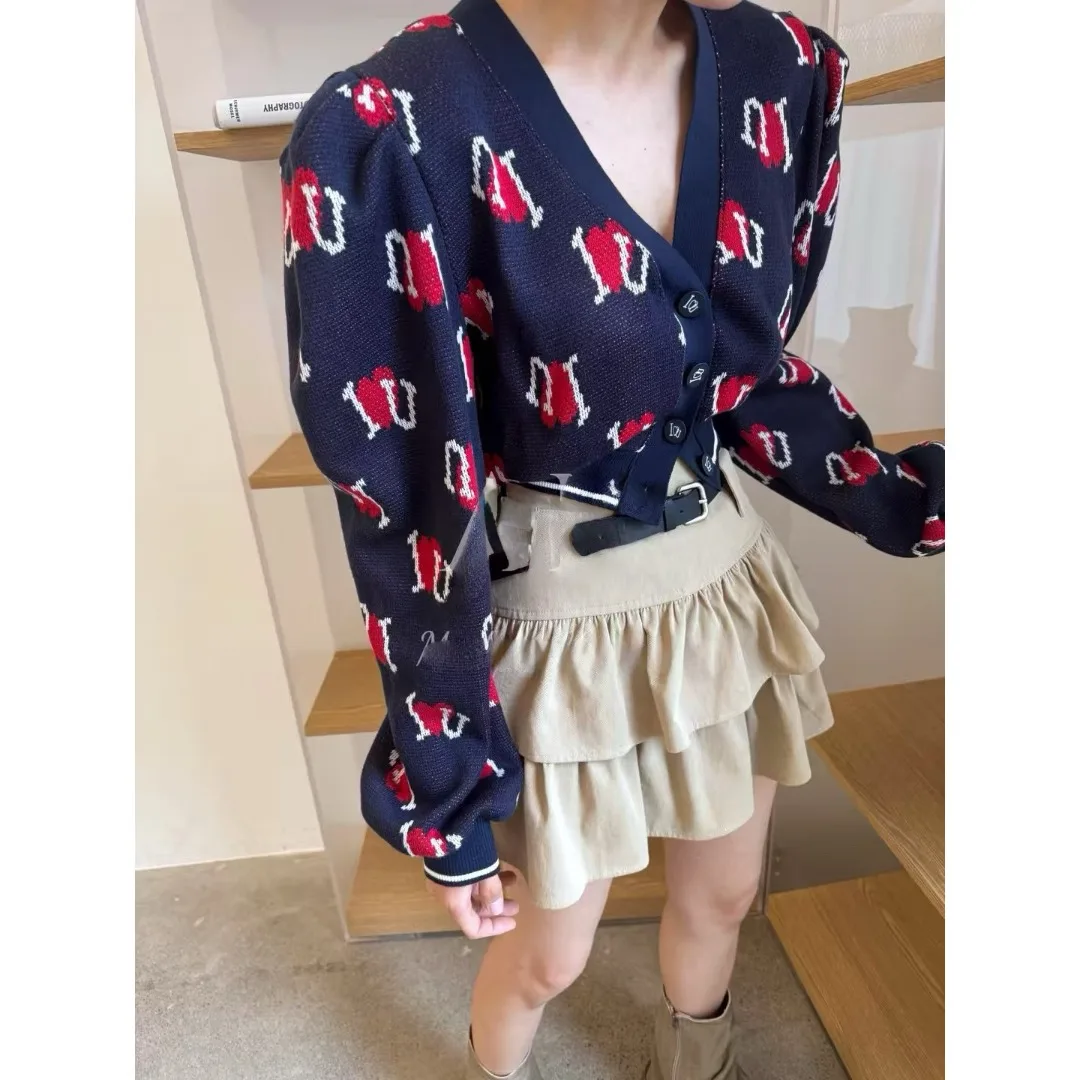 

Korean Sle Floral Pattern Padded oulder Open Cardigan Spring Autumn Winter Women's Loose Fit Sweater Online And In-Store
