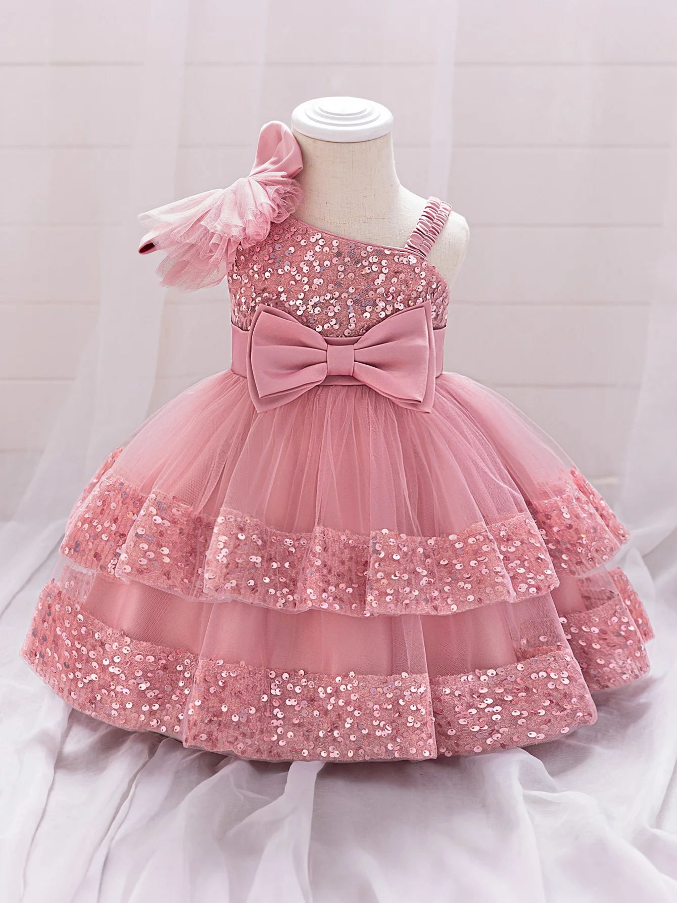 Kleinkind Halloween-Party Mädchenkleid Karneval Weihnachtskostüme Pailletten 1. Geburtstag Hochzeit Brautjungfer Prinzessin Baby Mädchenkleid – Detail 2