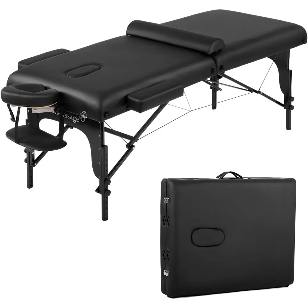 

Портативный массажный стол, 77 дюймов (длина) x 30 дюймов (ширина), 4-слойный, регулируемая высота, из искусственной кожи, подходит для спа-салонов и тату-салонов
