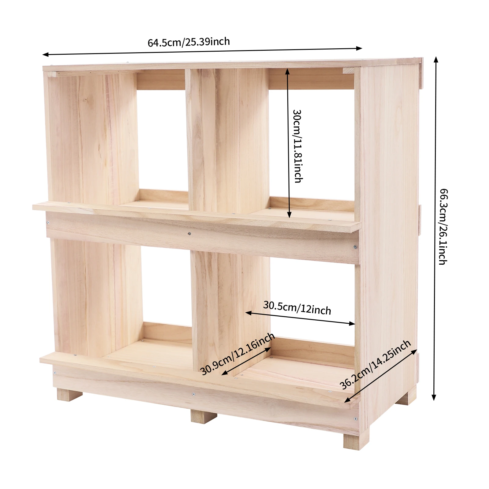 Scatole per la posa di polli a colori da 25,39 * 14,25 * 26,1 pollici, scatola per nidificazione a 4 fori, scatole per nidificazione in legno a 4 scomparti per polli