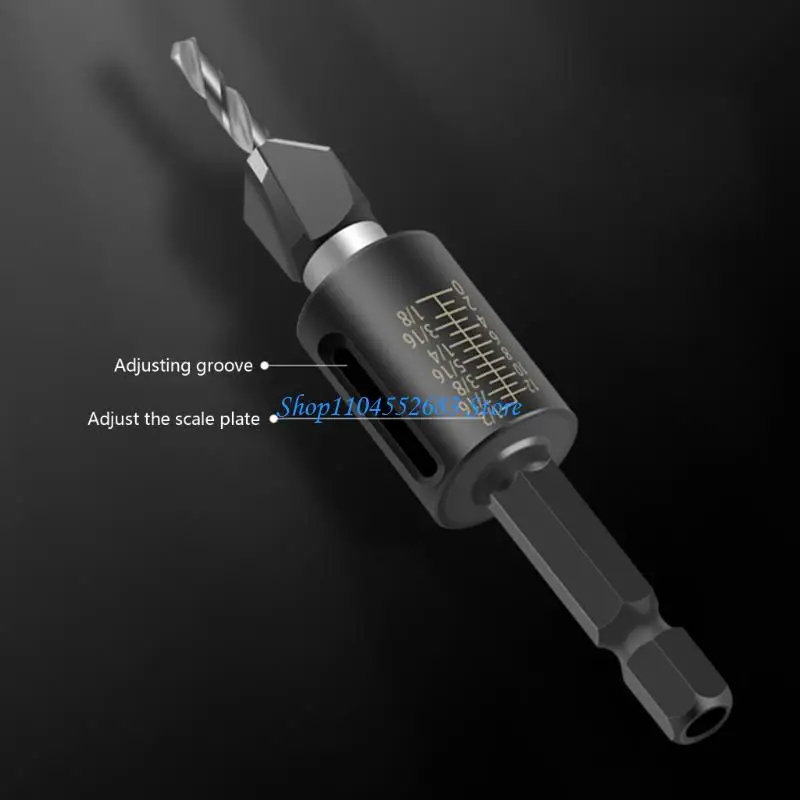 

Y6GD Portable Four Flute Limited Countersink Drill Bit Set Adjustable Depth for Hiding Screw Installation and Model Making