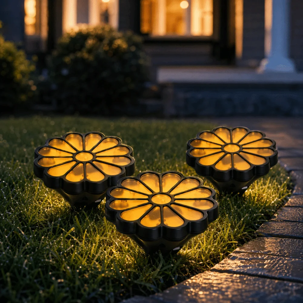 Waterproof Solar Daisy Flower Stake Lights Petal Shape Ground Insert Solar Lawn Lights LED Decorative Ambient