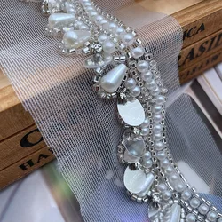 45cm Sequin Pearl Lace Ribbon Garment Sewing Accessories Trimmings For Clothing Dress Collar Cuff DIY Crafts Needlework Applique