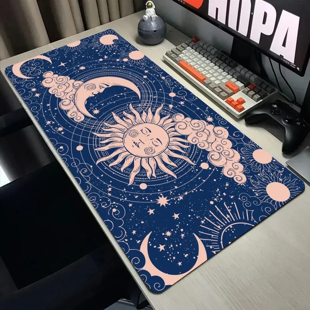 Constellation Desk Mat Abstract Mousepad XXL Gold Black Zodiac Wheel Space Galaxy Stars Moon Large Astrology Gaming Mouse Pad