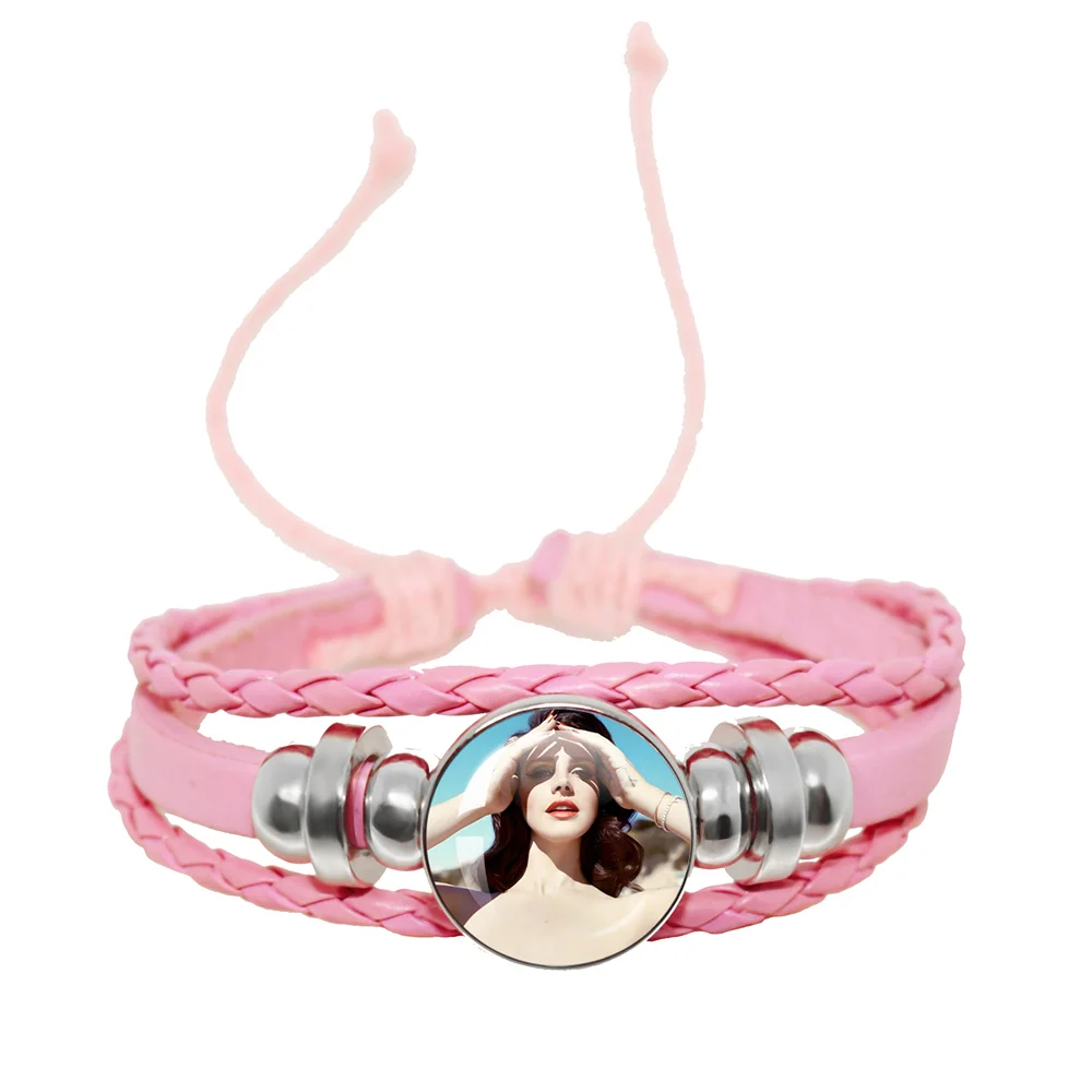 Lizzy Grant Lana Del Rey Pink Leather Rope Bracelet Art Multilayer Braided Bracelets Bangles Handmade Charm Jewelry Fans Gift