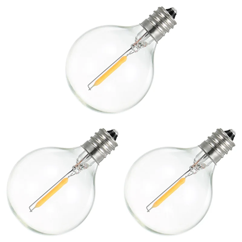 

ABUP-15Pcs G40 Led Replacement Light Bulbs, E12 Screw Base Shatterproof LED Globe Bulbs For Solar String Lights Warm White