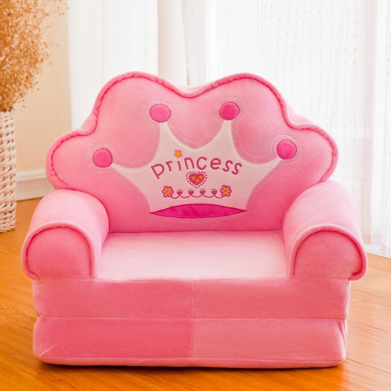 Baby Bean Bag Sofa Cartoon Children Crown Bear Baby Chair Toddler Nest Puff Children Seat Sofa Cover Salon Meuble Furniture