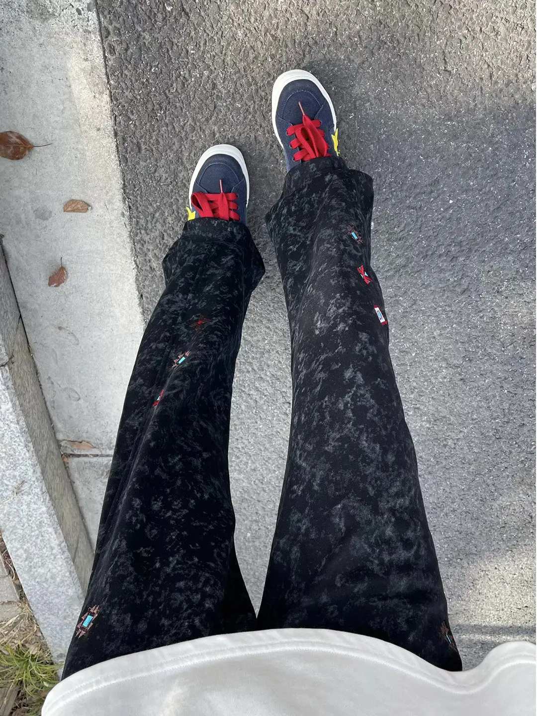 Bla Tie Dye Embroidered Jeans for Boys Spring American High Street Teenager Sweatpants Cleanfit Straight Leg Micro Flared P...