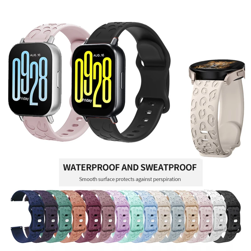 For Redmi Watch 5 Active Leopard Silicone Strap Engraved Band For Xiaomi Redmi Watch 5 Lite