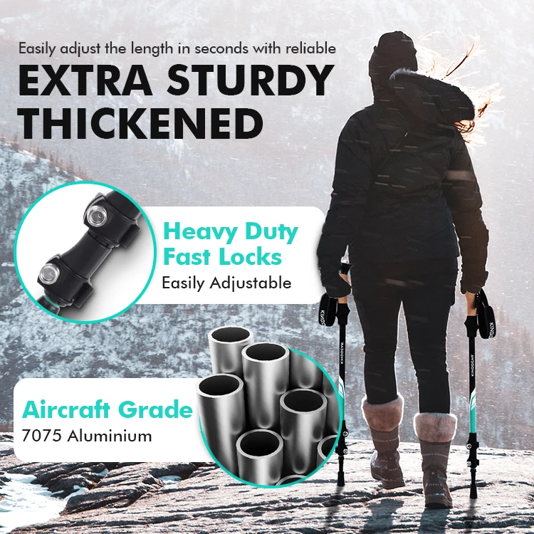 3-section Telescopic Folding Aviation Aluminum 7075 Tracking Walking Hiking Sticks Trekking  Poles