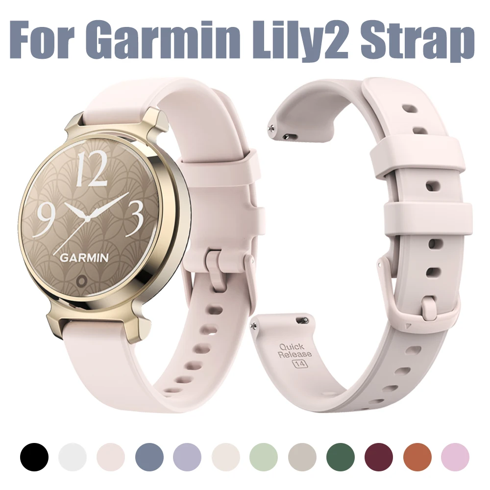 Pulseira de silicone oficial de 14mm para garmin lily2, pulseira de substituição para garmin lily2 14mm, pulseira respirável