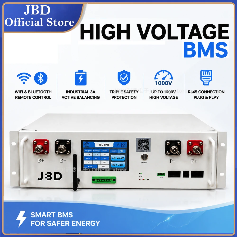 JBD HV BMS 2A Active Balance WiFi 6-256S 100A 200A 300A Battery Management System 96S 128S Master Slave LiFePO4 High Voltage BMS