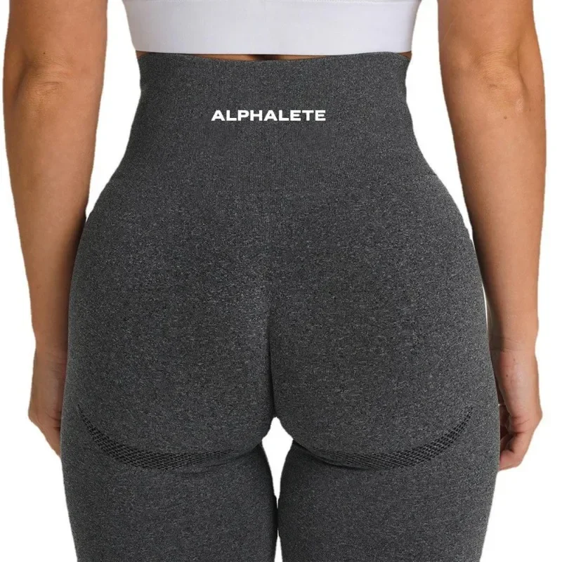 

ALPHALETE Workout Gym Yoga Pants Seamless Honey Peach Hip Women's Pleated High Waist Tight and Scrunch Butt Fitness Pants