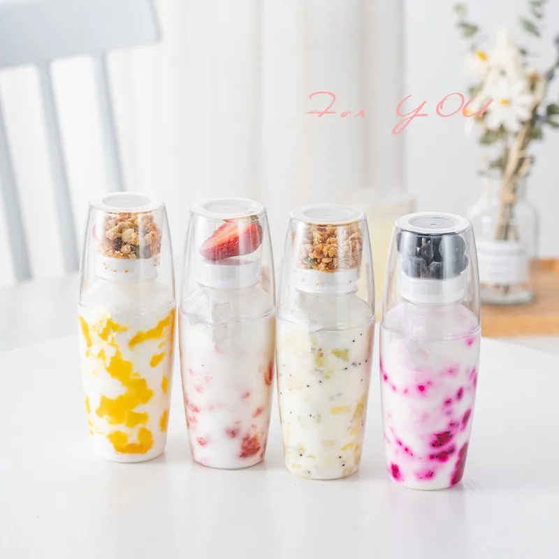 

10pcs High quality yogurt bottle 245ml 340ml transparent packaging juice dessert cups household plastic cups with lids