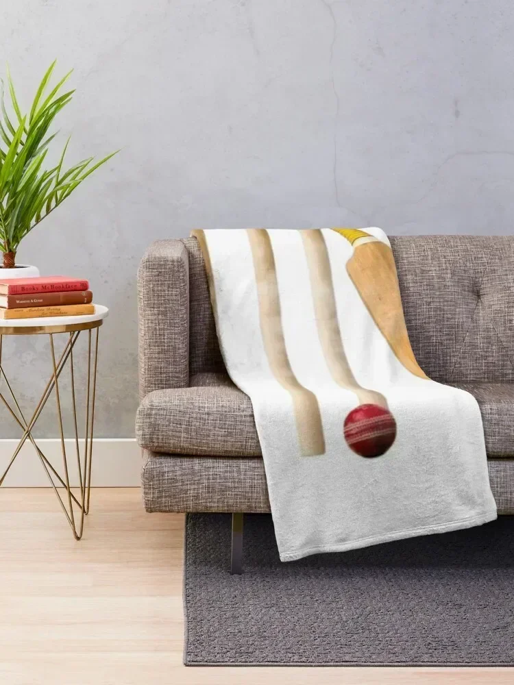 Cricket bat ball and stumps Throw Blanket Bed anime bed plaid Decorative Beds Blankets