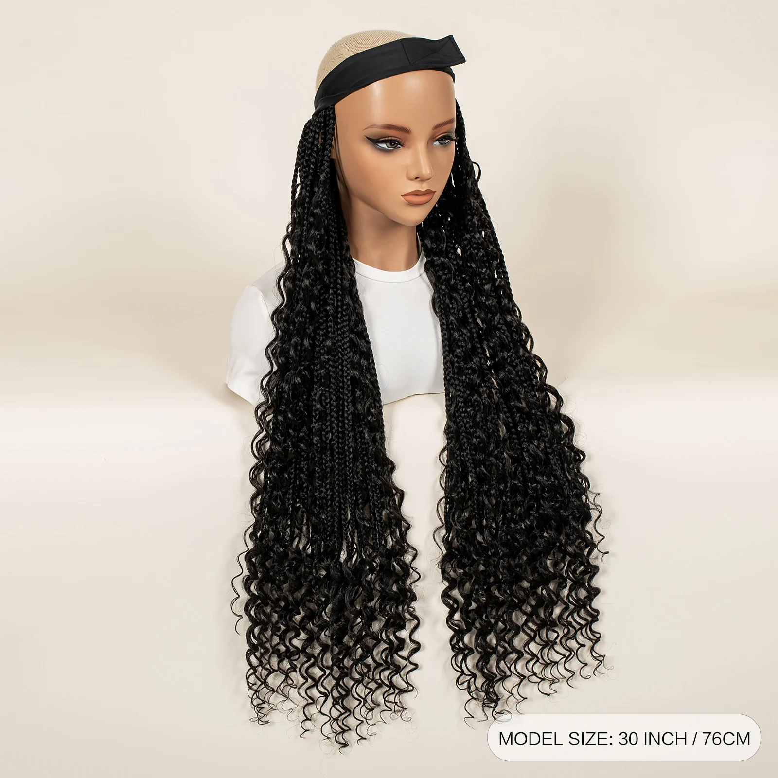 عقال شعر مستعار الاصطناعية شعر مستعار مضفر قبل مضفر الباروكات ل عمامة جيلي 30 بوصة النساء الباروكات للنساء