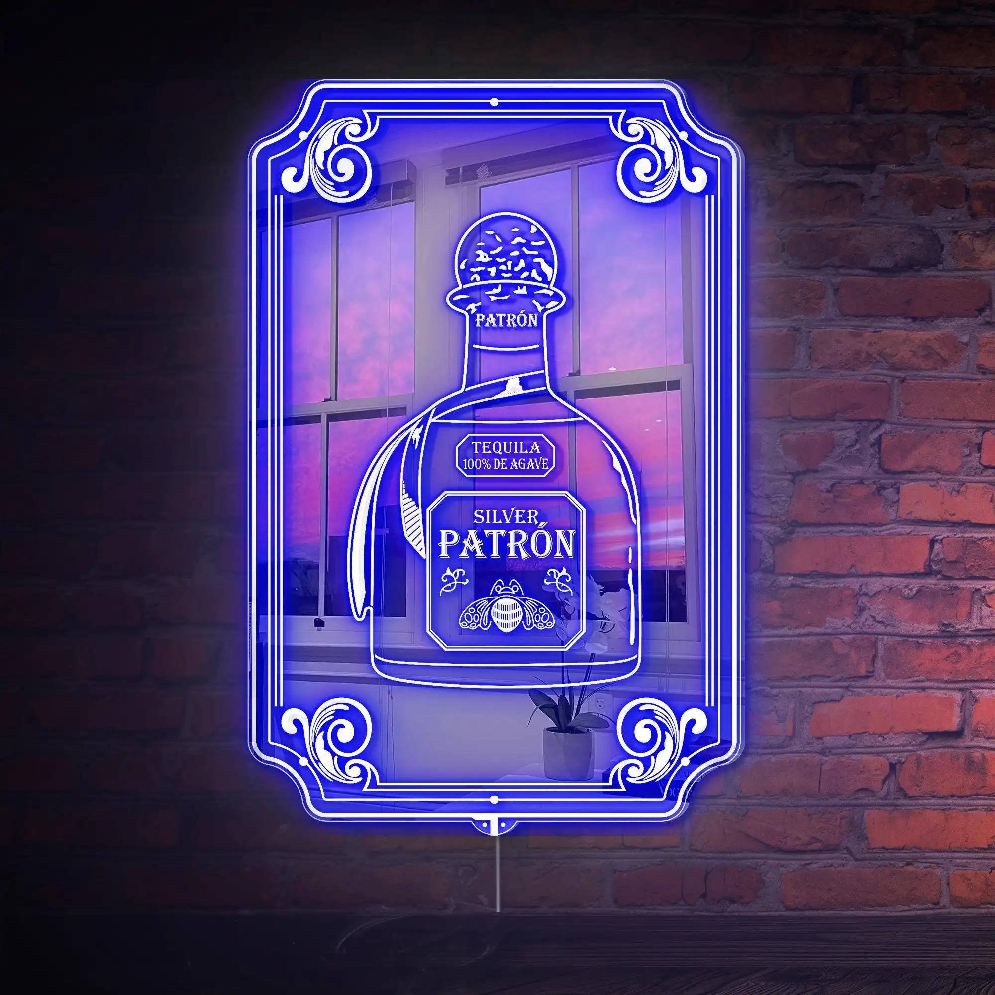 Patron Tequila RGB LED Neon Sign with Elegant Mirror Backing