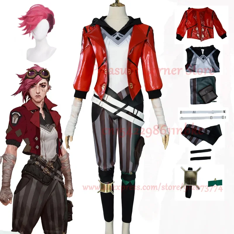 MN1 متوفر في المخزون لعبة LOL Arcane 2 The Piltover Enforcer Violet VI أزياء تنكرية Arcane Vi أزياء تنكرية بدلة الزي 8/yG