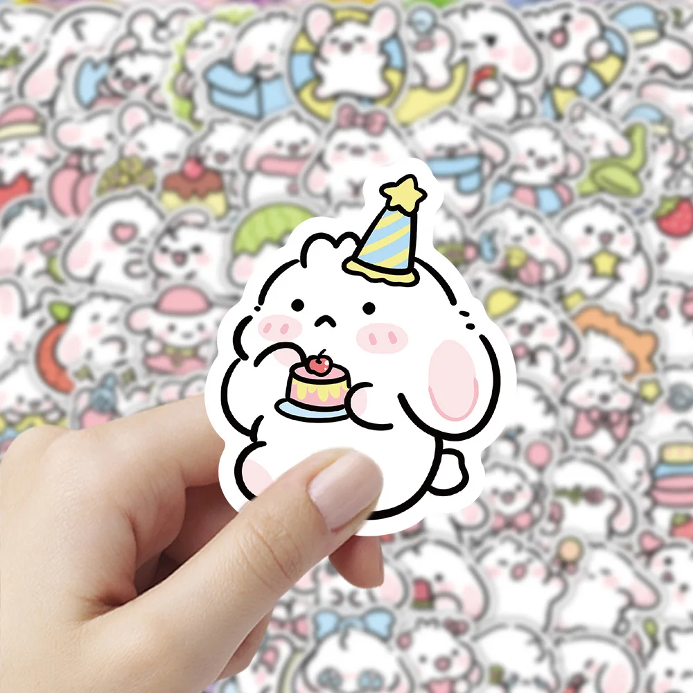 50/100 قطعة Kawaii أرنب صغير مقاوم للماء الكرتون لطيف الحيوان ملصقات الديكور DIY بها بنفسك دفتر كوب ماء المحمول اللعب الكتابة على الجدران