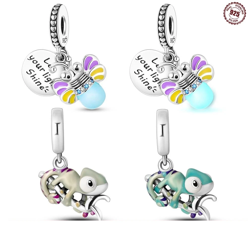Cycuff 925 Silber im Dunkeln leuchten Glühwürmchen Honigbiene Stern Charms Perlen passen Halskette 925 Original Armbänder feine DIY Schmuck Geschenk