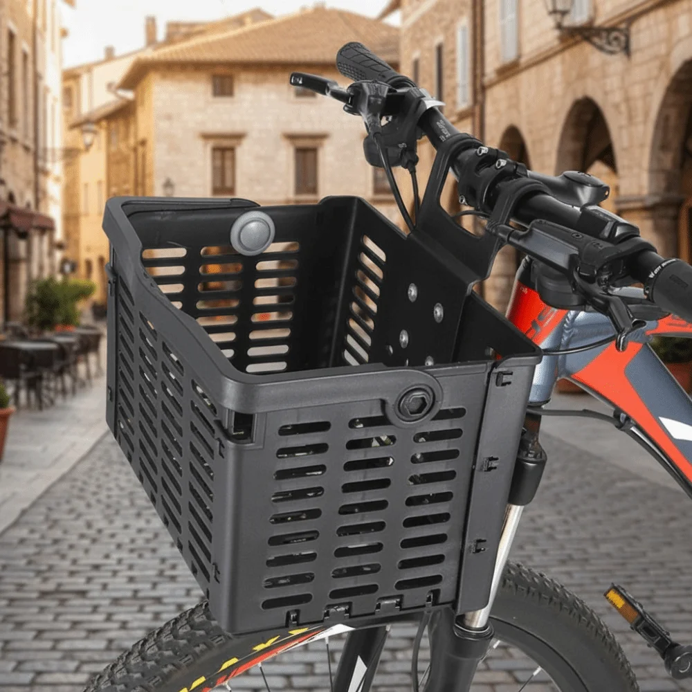 

Велосипедная корзина большой вместимости, складная, с защитой от деформации, с крышкой, портативная, черная, из полипропилена, передняя велосипедная корзина