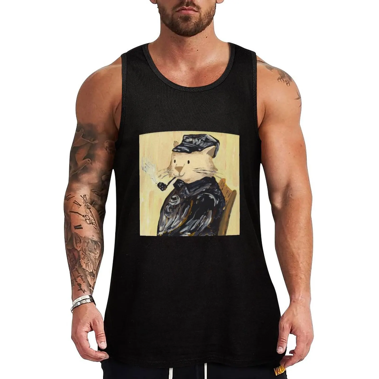 

Cat smoking pipe Tank Top gym training accessories gym