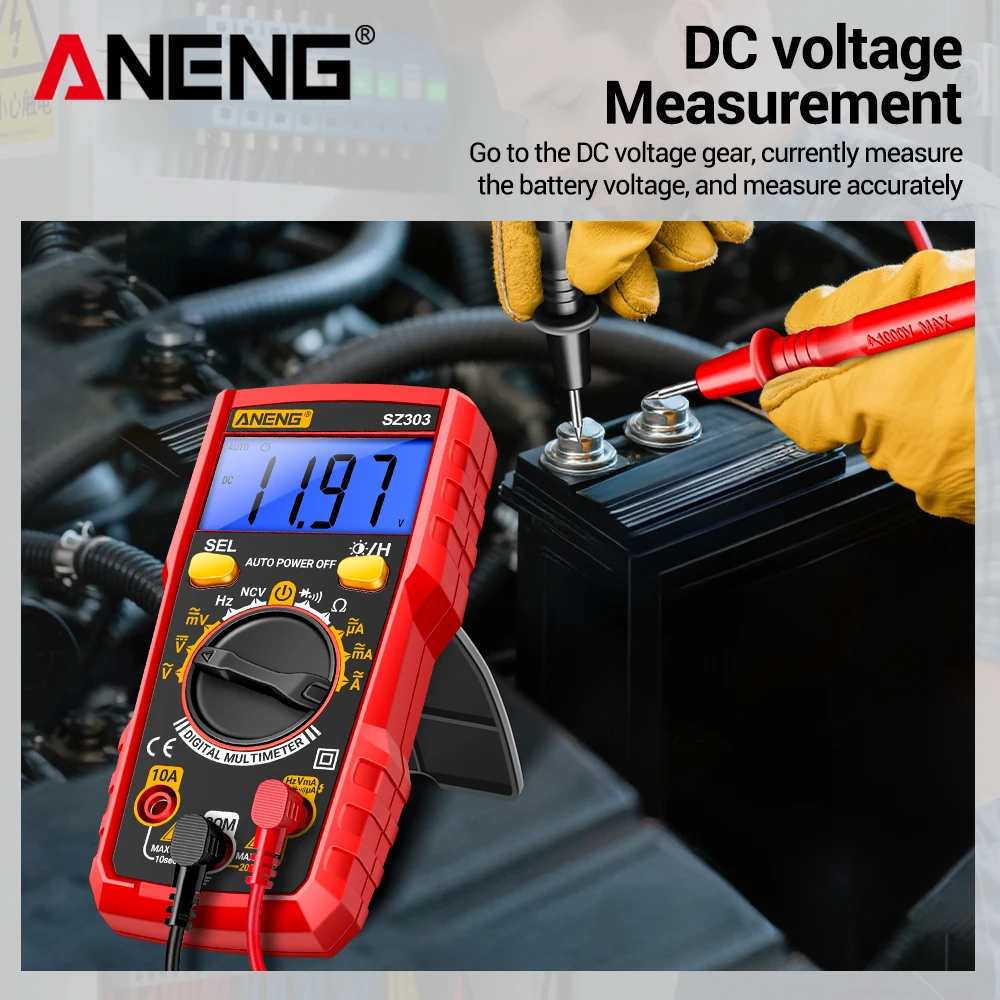 ANENG SZ303 Smart Digital Multimeter Tester 1999 العد المهني AC / DC الجهد الحالي الاحتفاظ بالبيانات الكهربائية عالية الدقة NCV الجهد الاستشعار أداة القياس