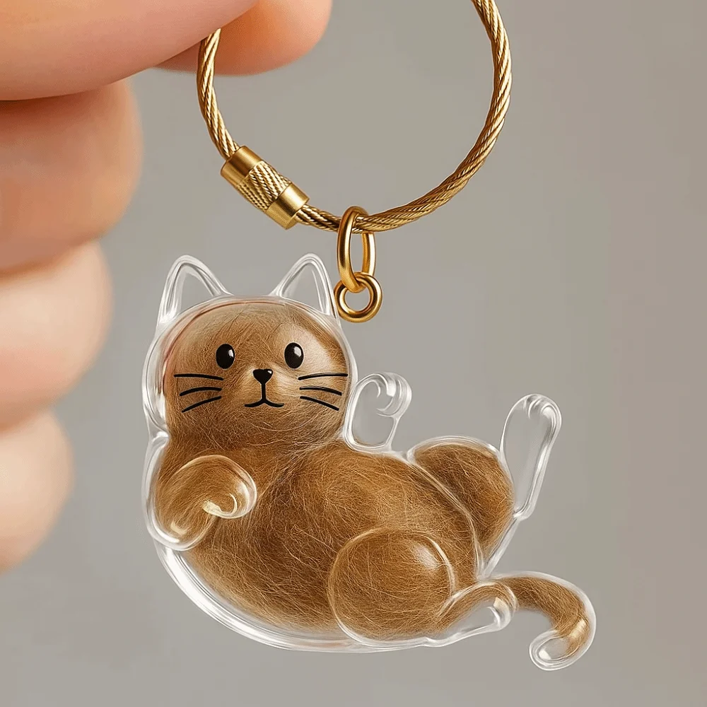 New Transparent Cat Hair Storage Keychain Cute DIY Decoration Portable Souvenirs Keychain Gifts Pet Hair Container Pet Mementos