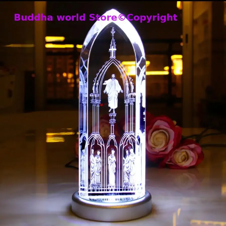 22cm large # Christianity Catholicism family effective blessing The Advent of Christ Jesus God Cathedral statue crystal Ornament