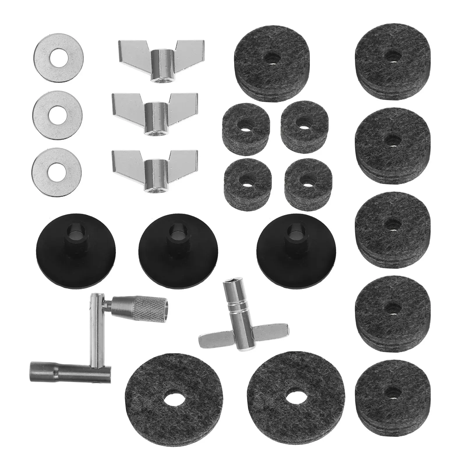 Drum Kit Accessories 23 Piece Cymbal Felt Pads Wing Nuts Washers Non Slip Stand Replacement Parts