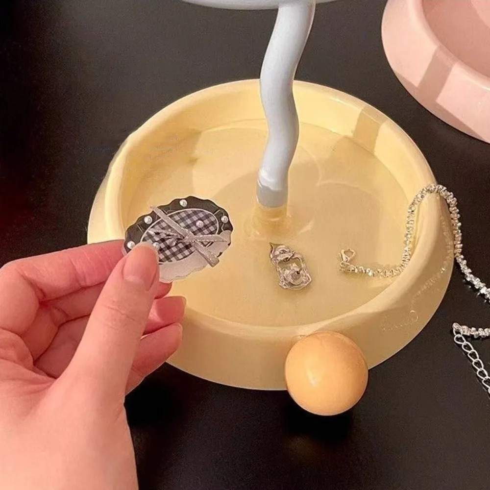 360 °   تدوير القوس مرآة لوضع مساحيق التجميل ضوء الفاخرة كرة مستديرة المرآة البالونية بسيطة ديكور المنزل سطح المكتب حامل مرآة سطح المكتب