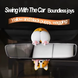 Car Pendant Cute Swinging Dog Auto Rearview Mirror Hanging Ornaments with Interior Decoraction Accessories for Girl Gifts