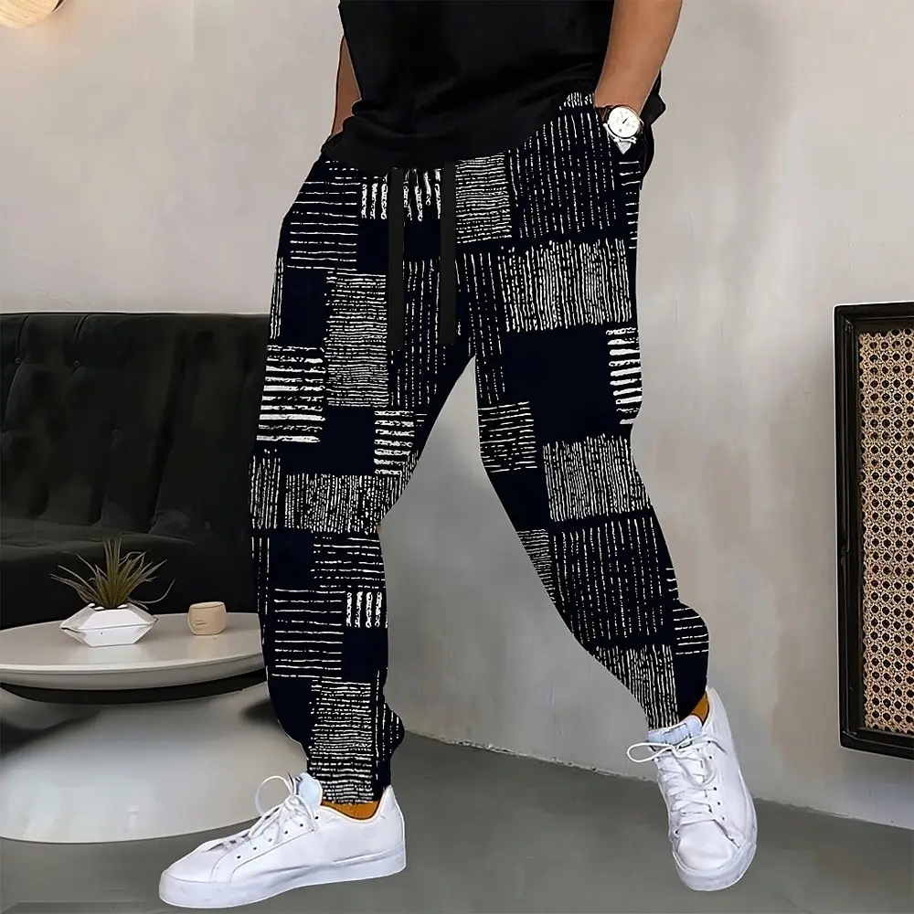 بيزلي كتلة الألوان الرسومات السراويل الرجال جيوب جانبية مطاطا الرباط Sweatpants ركض السراويل بناطيل كاجوال خريف شتاء