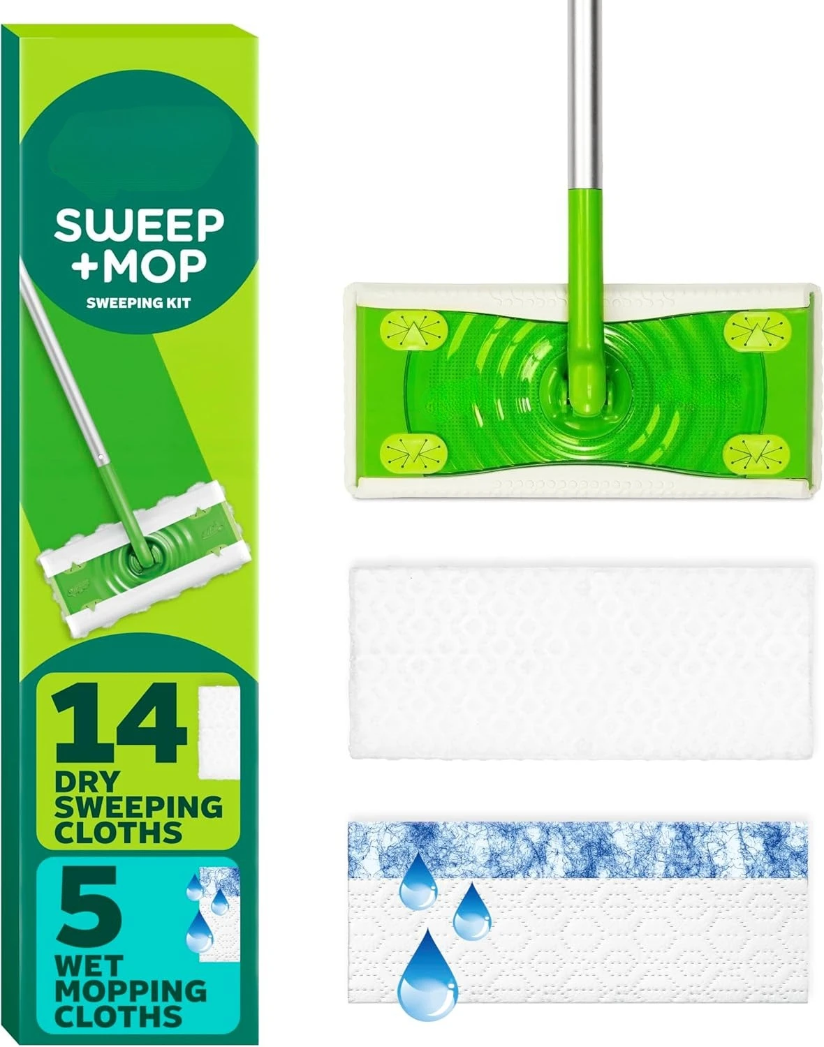 

Sweeper 2-in-1 Mops for Floor Cleaning, Dry and Wet Multi Surface Floor Cleaner, Sweeping and Mopping Starter Kit, Includes