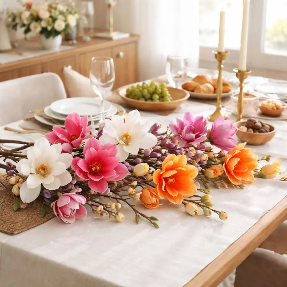 

Большая искусственная ветка магнолии ручной работы, реалистичная имитация, из ЭВА, для гостиной