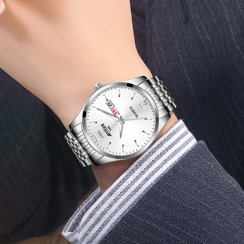 Top นาฬิกาชายแบรนด์เนม Luxury Relogio Masculino ใหม่สแตนเลสกันน้ำกีฬากันน้ำ Classic ผู้ชายออกแบบนาฬิกาควอตซ์