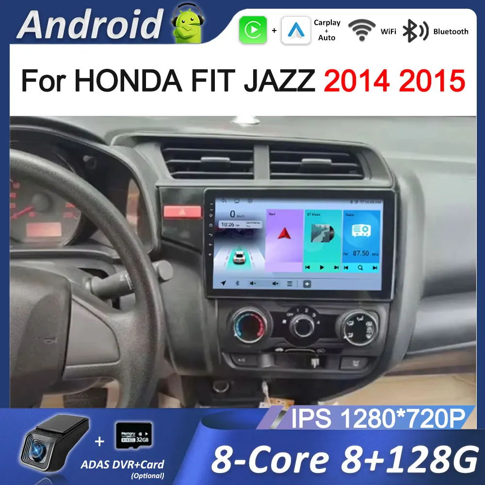 10.1'' Left Right Hand Drive Radio Multimedia Player Android for HONDA FIT JAZZ 2014 2015 Carplay HD Screen GPS Navi WiFi BT