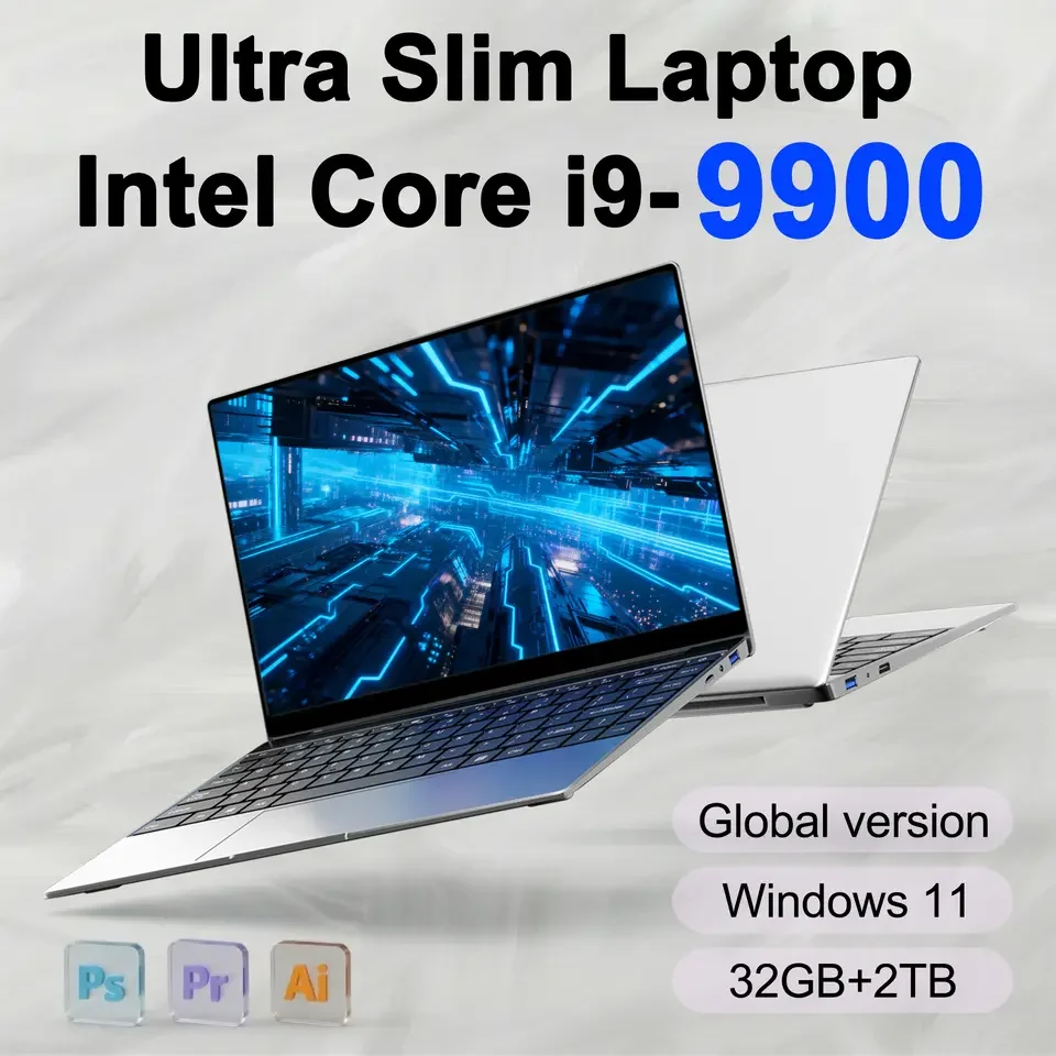 New 14.1" Laptop Intel Core i9-9900 32GB 2TB Gaming PC Ultra Slim Office Study Computer PC Windows 11 Pro 1920*1080 HD