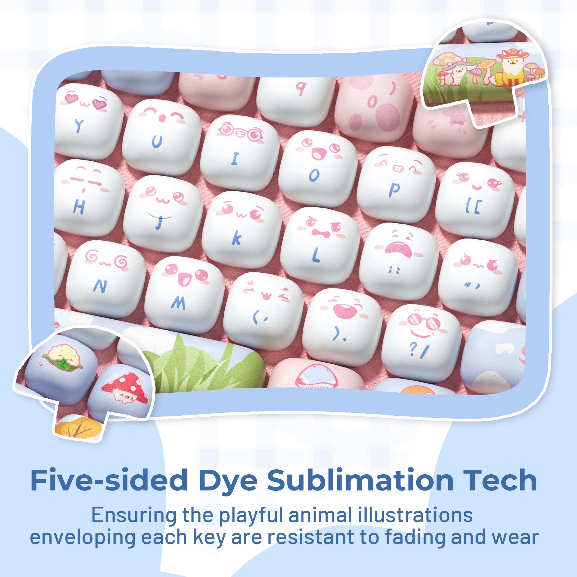 XVX Cute Round Keycap MOG Profile Dye Sub PBT Keycaps 138 Keys Pink Circular Key Cap 61/75/87/98/104 Keyboard Cap