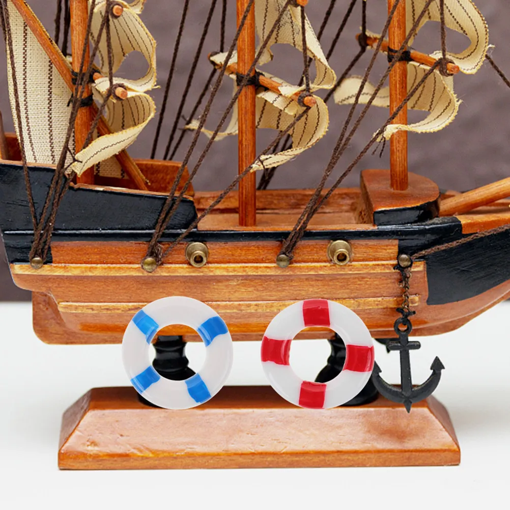 

24Pcs Resin Nautical Life Ring Beach Decor Miniature Mediterranean Style Micro Landscape Swim Ring Buoy Craft Ornaments