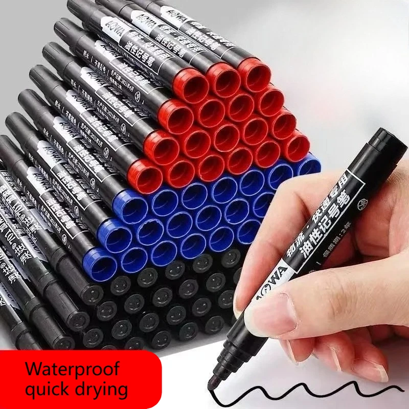 10/20/30 قطعة أقلام كبيرة تعتمد على الزيت باللون الأسود والأحمر والأزرق مقاومة للماء سريعة الجفاف أقلام سميكة متينة مخصصة للخدمات اللوجستية السريعة