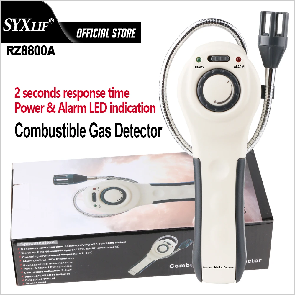 

SYXLIF Gas Sensor Detector Combustible Gas Detector Methane Propane Detect Gas Leak Detector CO₂ Alarming Light Detection Tool