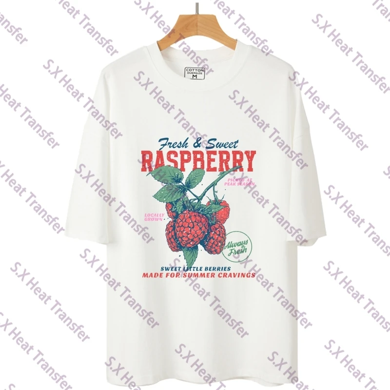 25cm Cartoon Fruit Fading And Hole Breaking Effect Lemon Cherry Heat Transfer Printing Stickers Fashion Clothing Accessories DIY