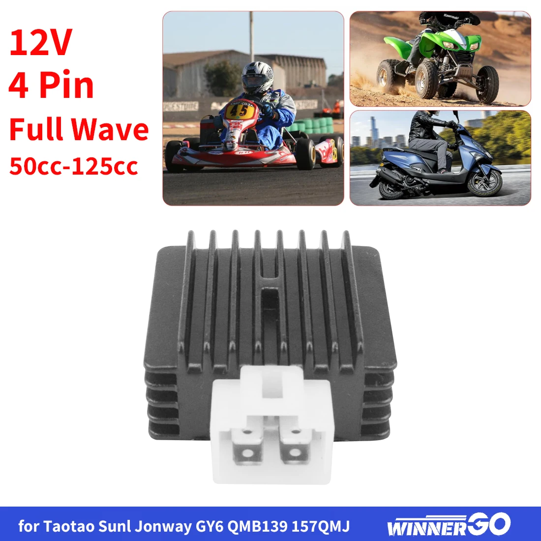 12V 4-Pin Vollwellen-Spannungsregler-Gleichrichter für Taotao Sunl Jonway GY6 QMB139 157QMJ 50cc-125cc ATV Roller Go-Karts Quad – Detail 5
