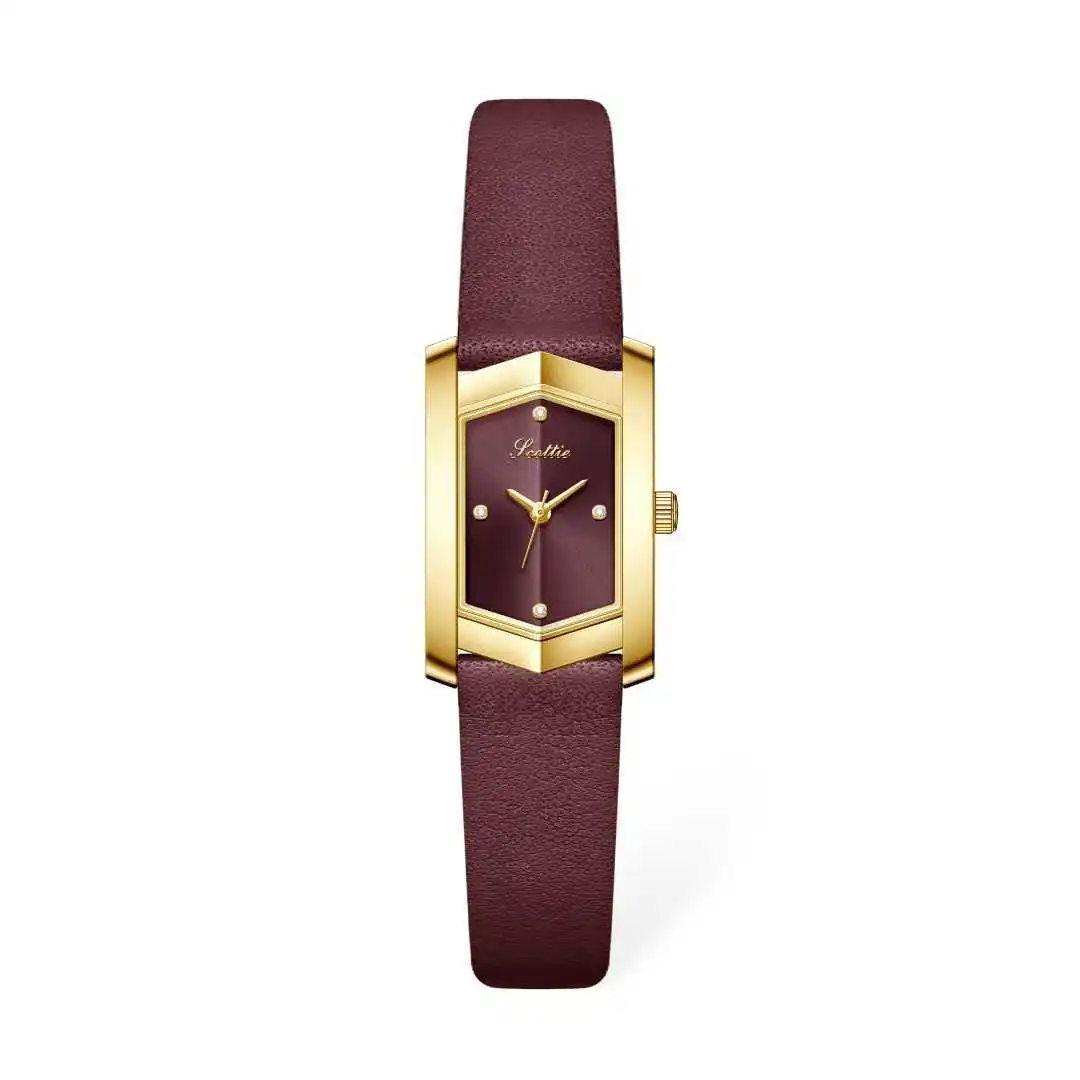 Niche Women's Light Luxury Quartz Watch with Minimalist Versatile Square Design and Waterproof PU Leather Strap Wristwatch