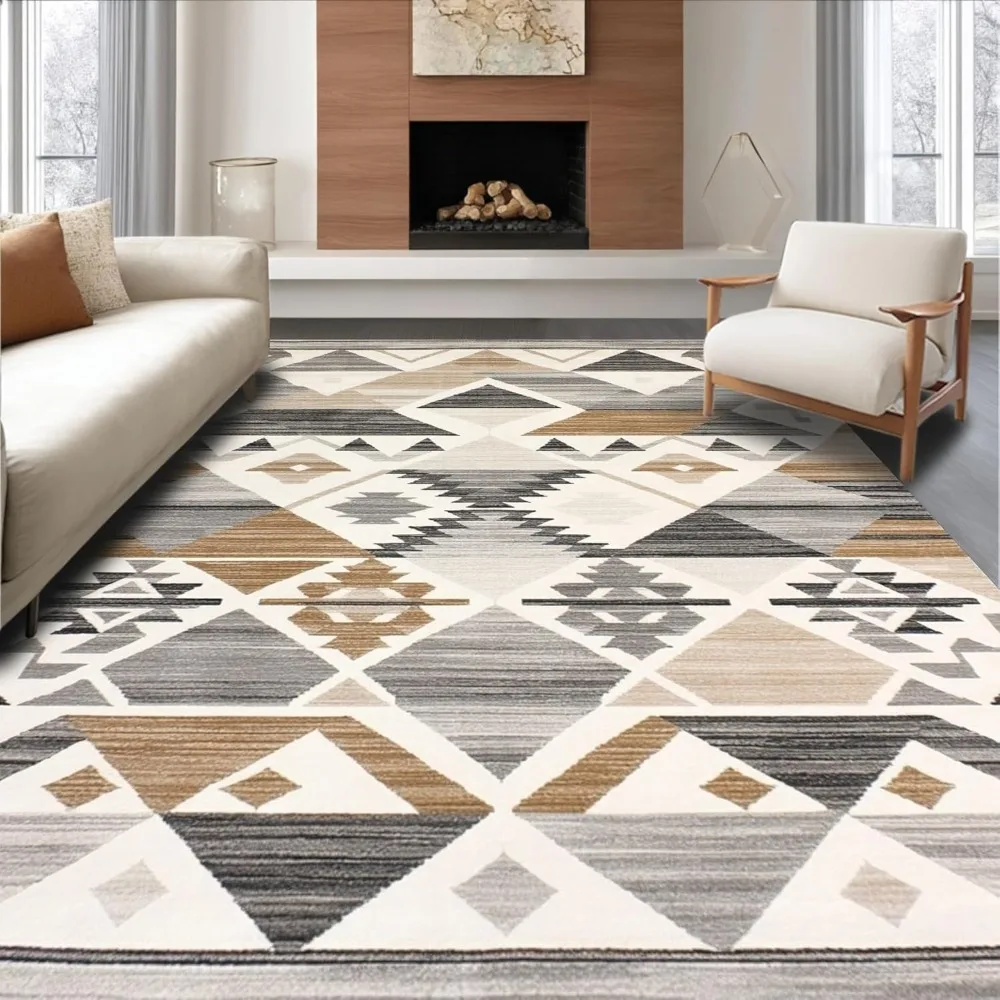 

Ultra Soft Area Rug 8x10, Non Slip, Stain Resistant, Washable Area Rugs for Living Room, Bedroom, Premium Boho-Inspired Neutral