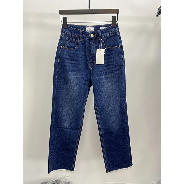 Women cotton denim pants 2024 new casual Commuter high straight leg jeans