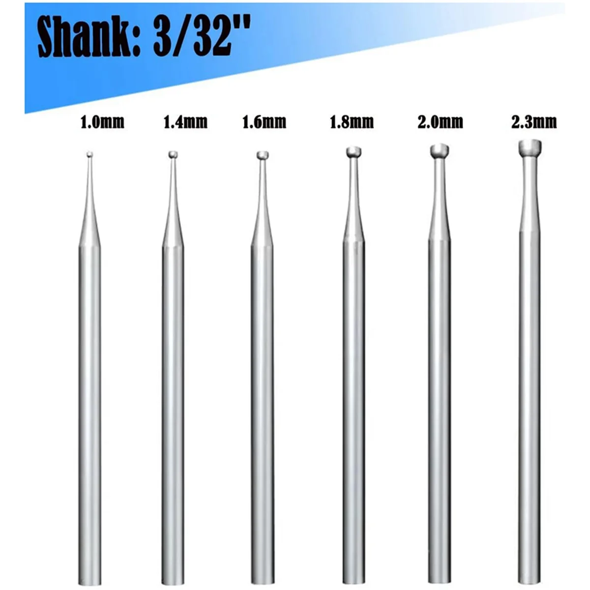 6 szt. Okrągłe zadziory do kubków - wiertła do wyrobu biżuterii z trzpieniem 3/32 cala. Bity do zaokrąglania drutu